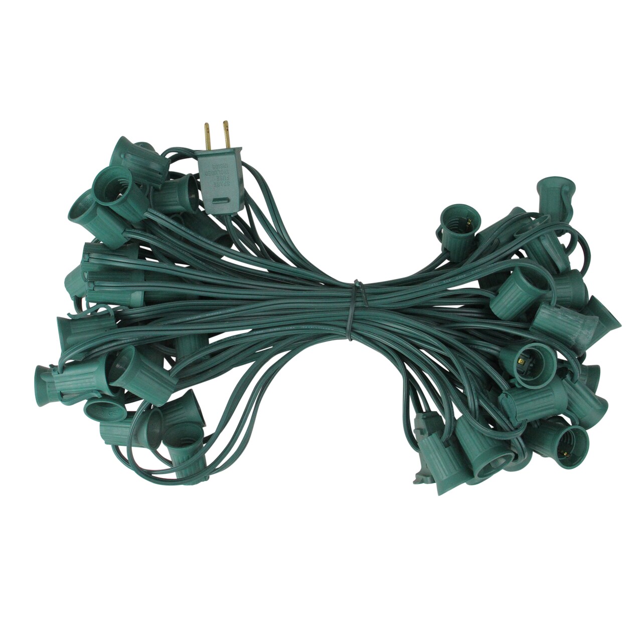 Northlight Commercial Grade C9 Christmas Light Socket Set - 50' Green Wire - 18 Gauge
